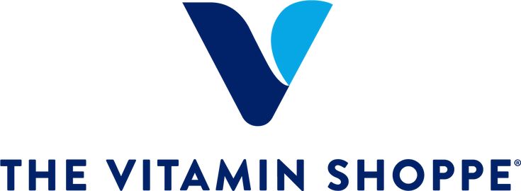 Logo of The Vitamin Shoppe with a stylized blue 'V' design.
