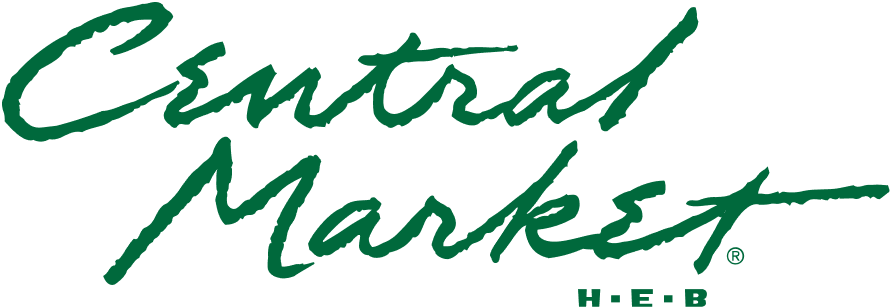 Logo with cursive text 'Central Market' in green.