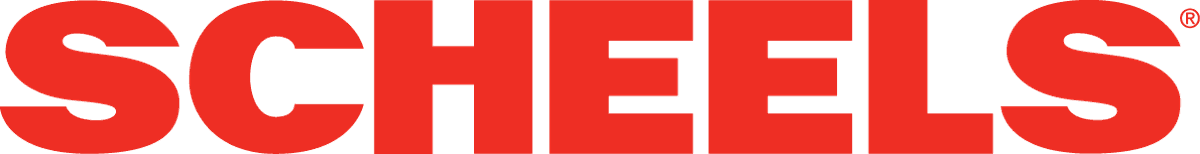 Bold red text logo displaying 'SCHEELS'.